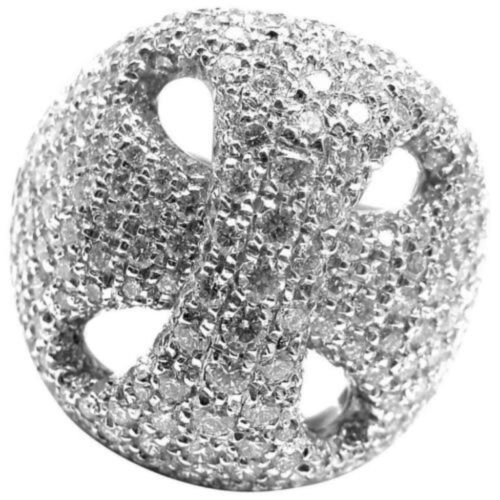 Damiani 18k White Gold Large 3.21ctw Diamond Gold Ring sz 7